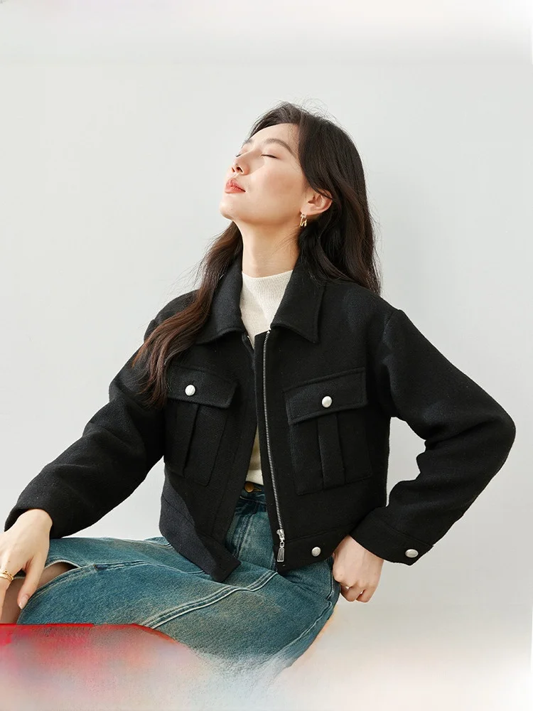 

Элегантное шерстяное пальто для женщин с хлопковой подкладкой, осенне-зимнее, новое, приталенное, высококачественное, модное, для повседневной носки