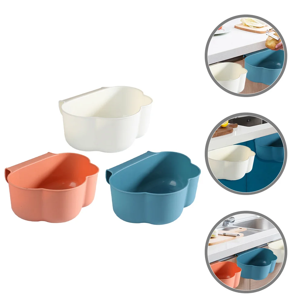

3pcs Cloud Shaped Hanging Trash Can For Cabinet Door Kitchen Storage Basket Large Capacity Plastic Garbage Bin Kitchen Waste