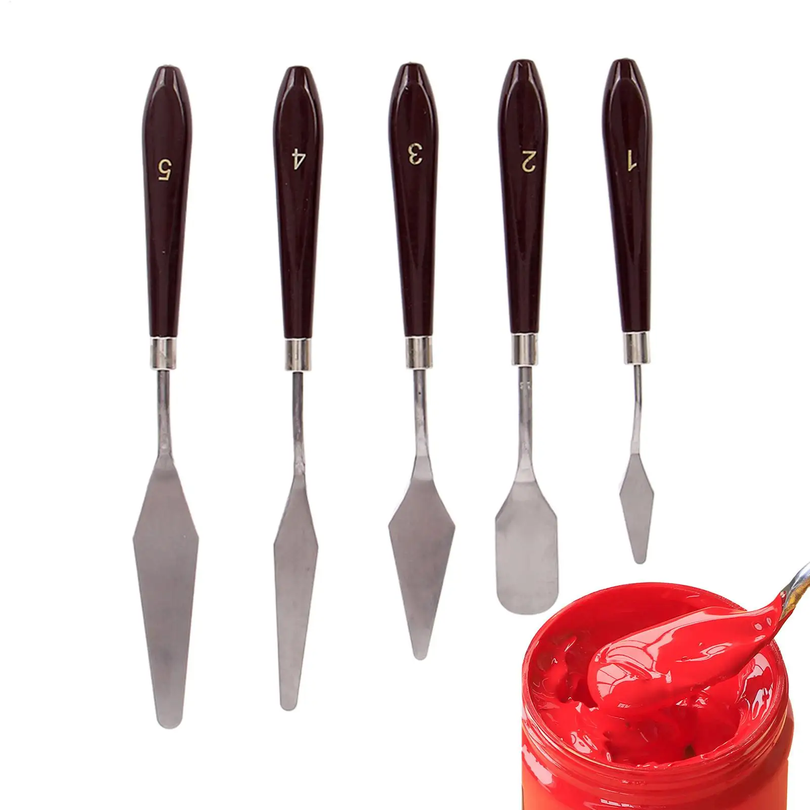 5-teiliges Palettenmesser-Set aus Edelstahl, Farbmischwerkzeuge, Kunstschaber-Set für Ölmalerei, Leinwand, Holzplatten, Künstler, Studenten