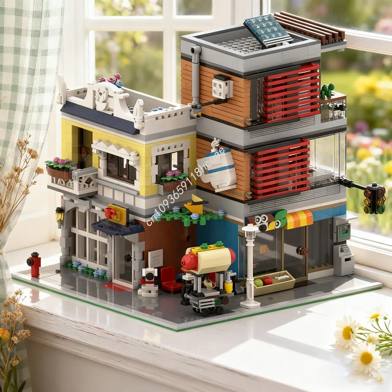 1553 قطعة MOC Townhouse متجر الحيوانات الأليفة وحدات الخالق نموذج اللبنات لعبة العمارة لتقوم بها بنفسك الإبداعية الطوب هدية الكريسماس للأطفال #1