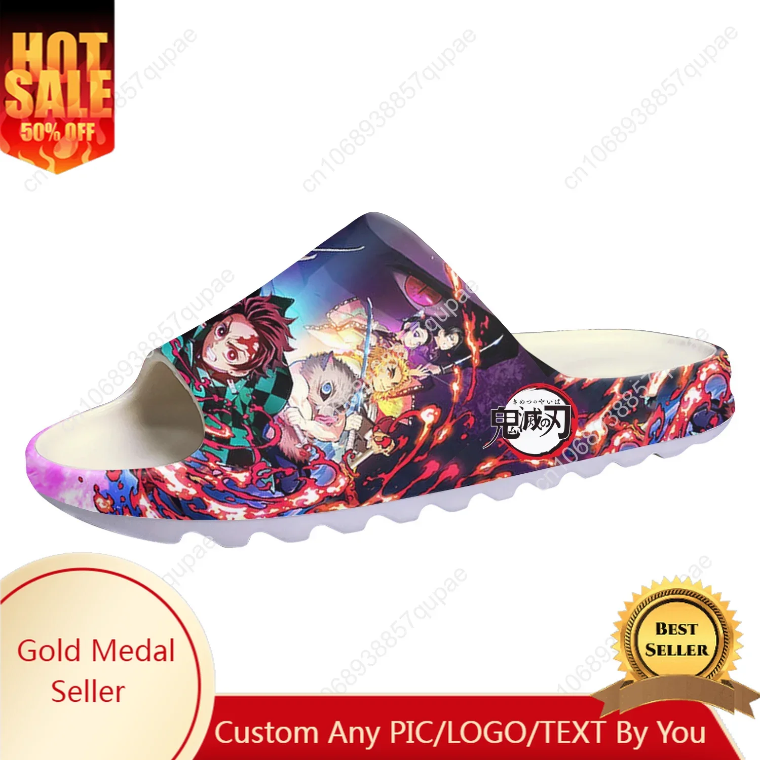 

Kamado Tanjirou Cartoon Anime Soft Sole Sllipers Home Clogs Customized Step on Water Shoes Mens Womens Teenager Step in Sandals