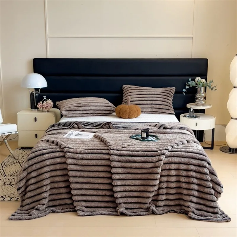 2024 new class A otter fleece blanket series thickened milk fleece blanket solid color office nap blanket