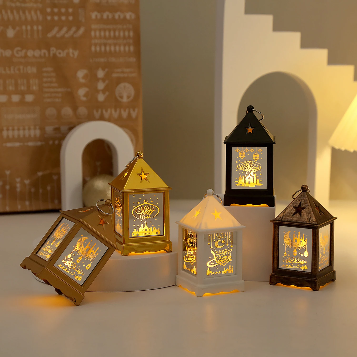 Eid Decorazione Luce Eid LED Lampada da tavolo retrò marocchina Forniture Ramadan Lanterna a vento Decorazione per regalo per feste in casa