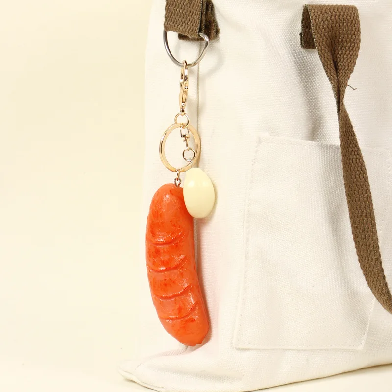 

Backpack and Shoulder Bag Pendants,Creative Sausages and Garlic Petal Pendants,Simulated Food Sausages Keychain, Fun Small Gifts