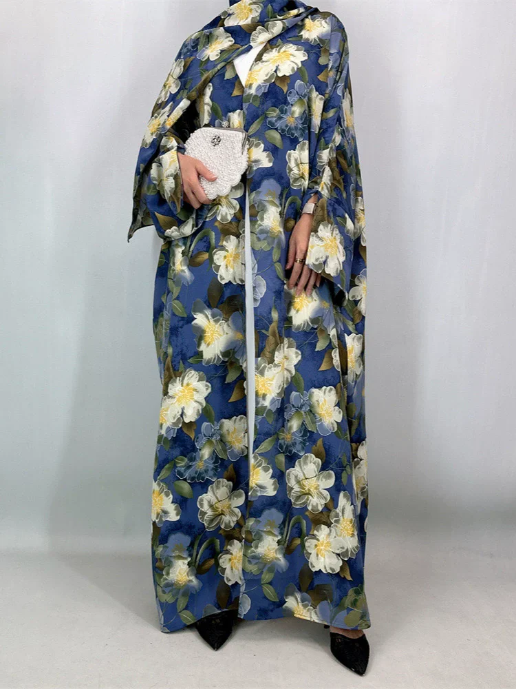 

Рамадан Мусульманский роскошный модный комплект с принтом Саудовская Аравия Дубай Кардиган с рукавами «летучая мышь» Свободный элегантный карман с карманом и платком Абая