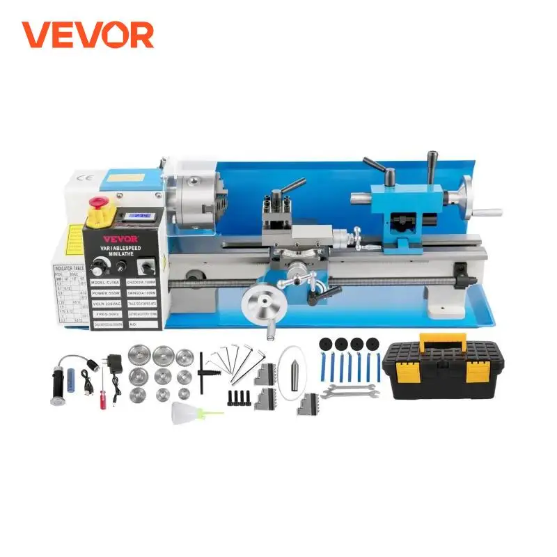 

VEVOR Mini Metal Lathe Machine 7"x14" Benchtop Digital Display 550W Variable Speed with 3-jaw Chuck for Metal Turning Threading