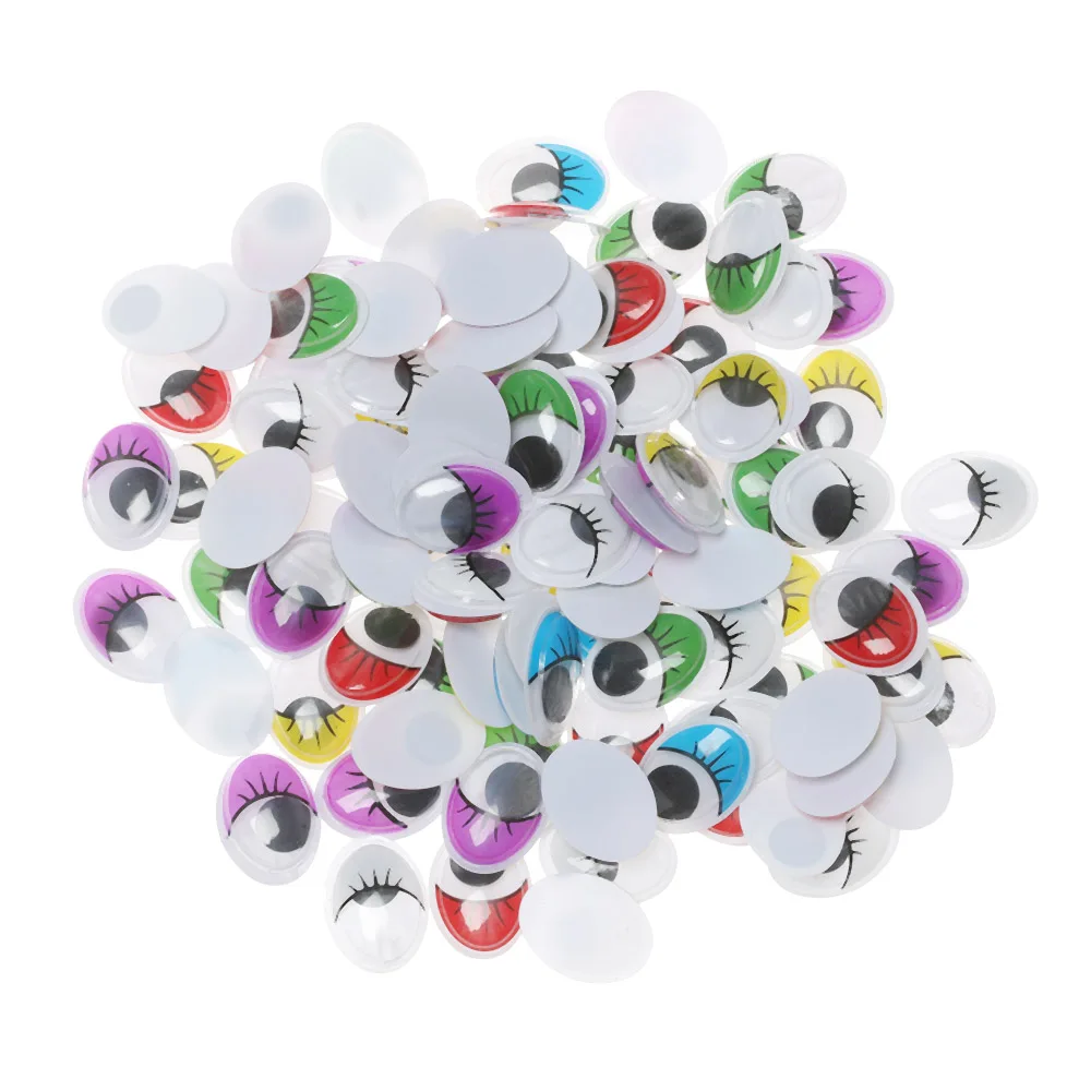 

100Pcs Plastic Animals Plush Eyes Wiggling 3D Doll Eyes Oval Moving Eyes for DIY Toys Dolls Stuffed Handmade Toy Accessories