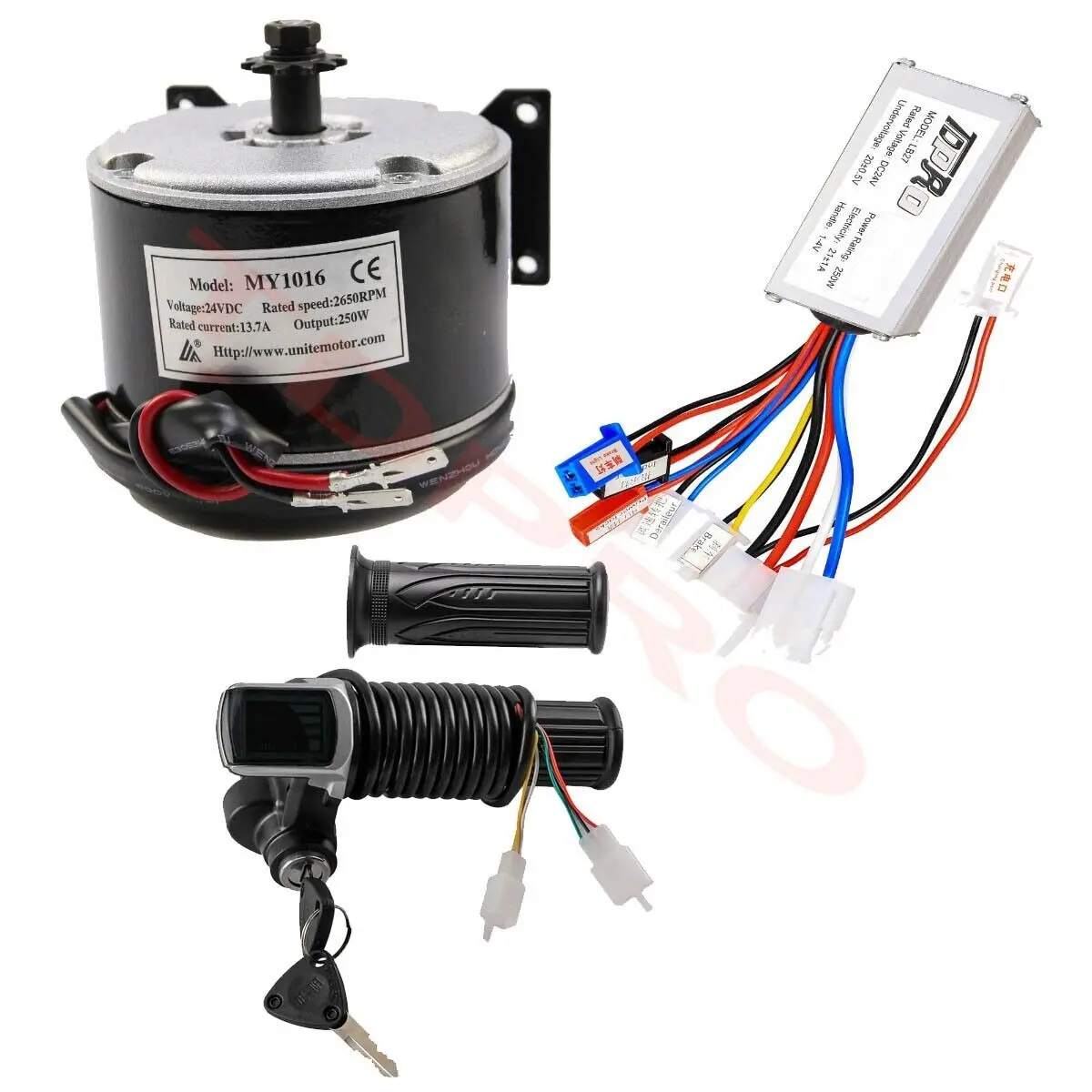 24V 250W Brush Motor Controller Throttle Key Lock Electric Scooter Quad Bicycle