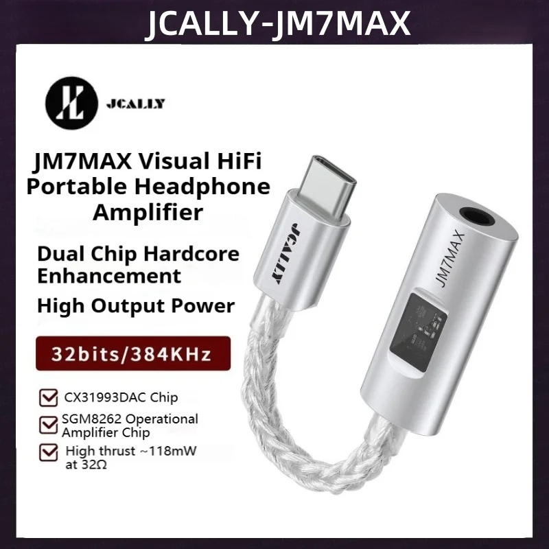 

JCALLY JM7MAX Hi-Fi ЦАП Type-C до 3,5 мм цифрового аудио декодирования портативный усилитель для наушников KZ Castor pro edx pro zsn TRN Conch