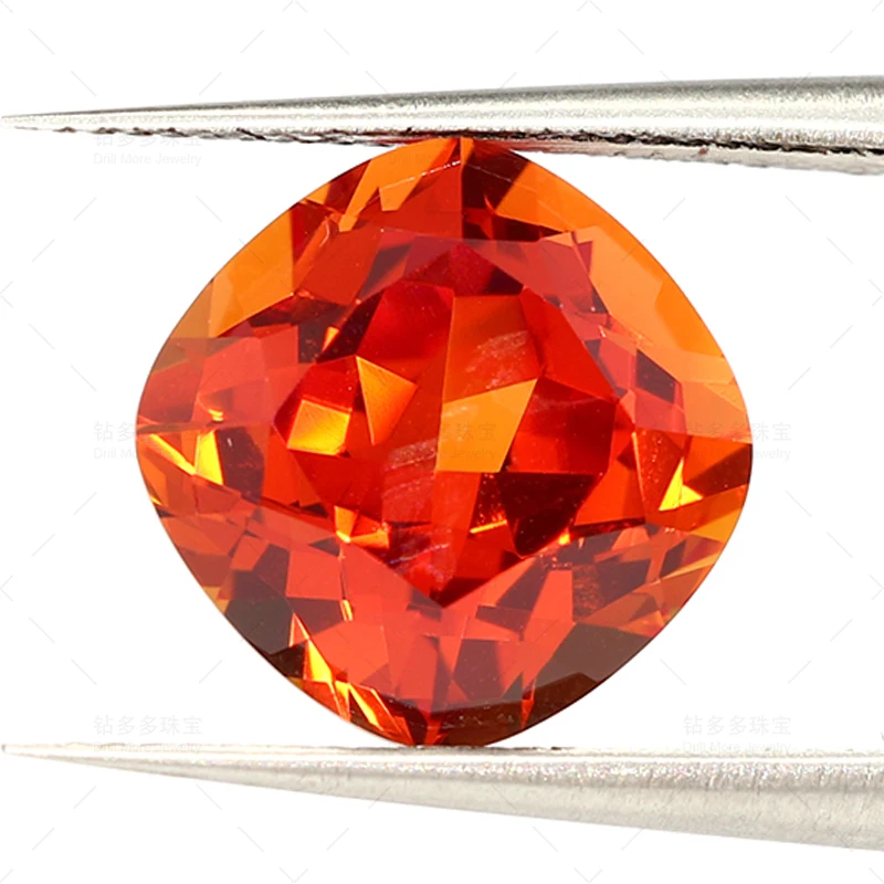 2024 New Quality Lab-grown Sapphire Orange CushionDIY Ring Necklace Custom Jewelry Single Wholesale Discount Price