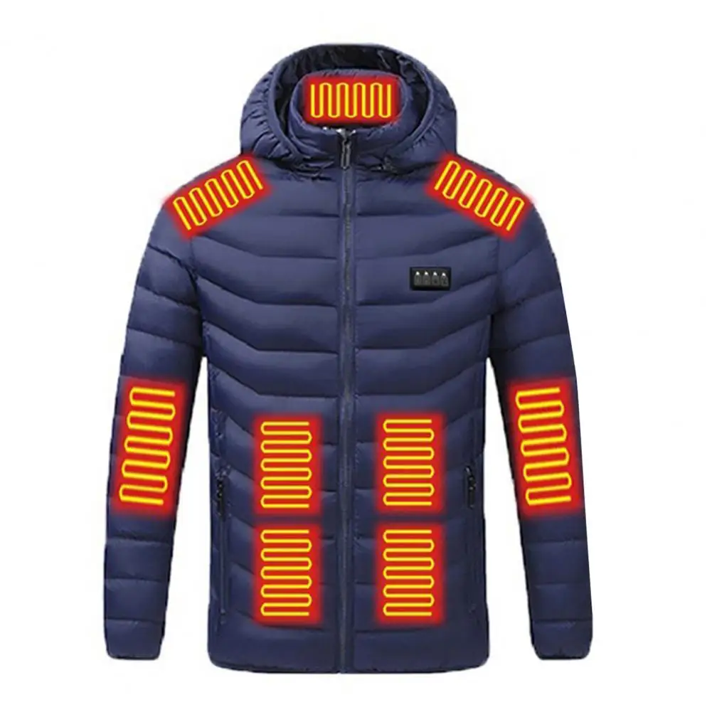 Unisex Heated Cotton Coat Hooded Zipper Jacket Waterproof 19 Hot Spots Hand Washable USB Powered Heated Jacket Outerwear