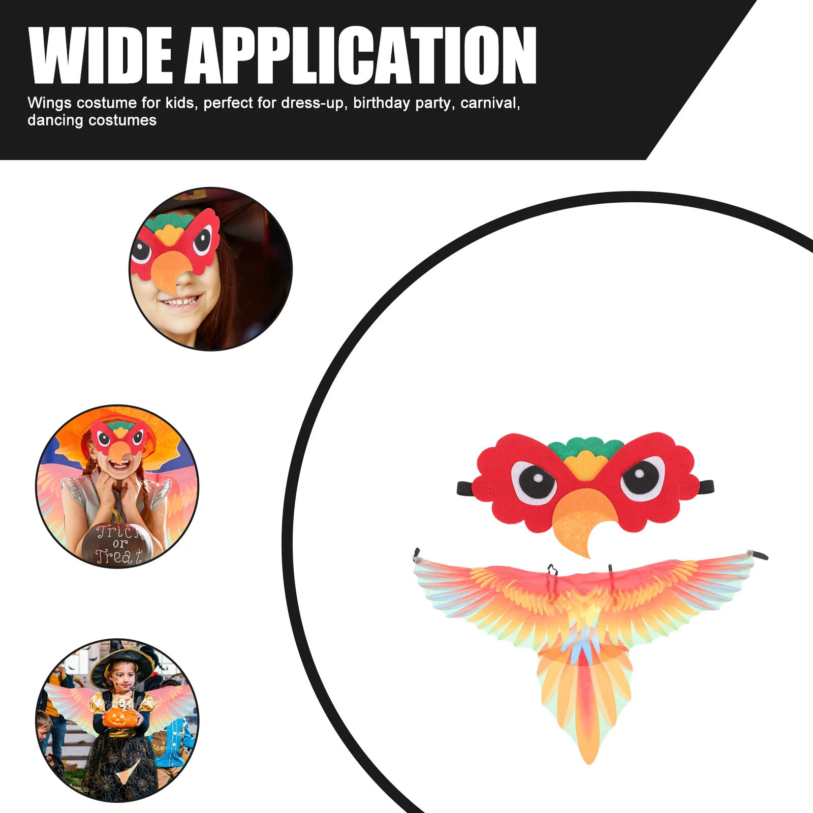 1 ensemble d'ailes de perroquet pour enfants, masque d'oiseau, accessoires de déguisement de fête d'halloween, ailes de perroquet, accessoires de Costume d'halloween