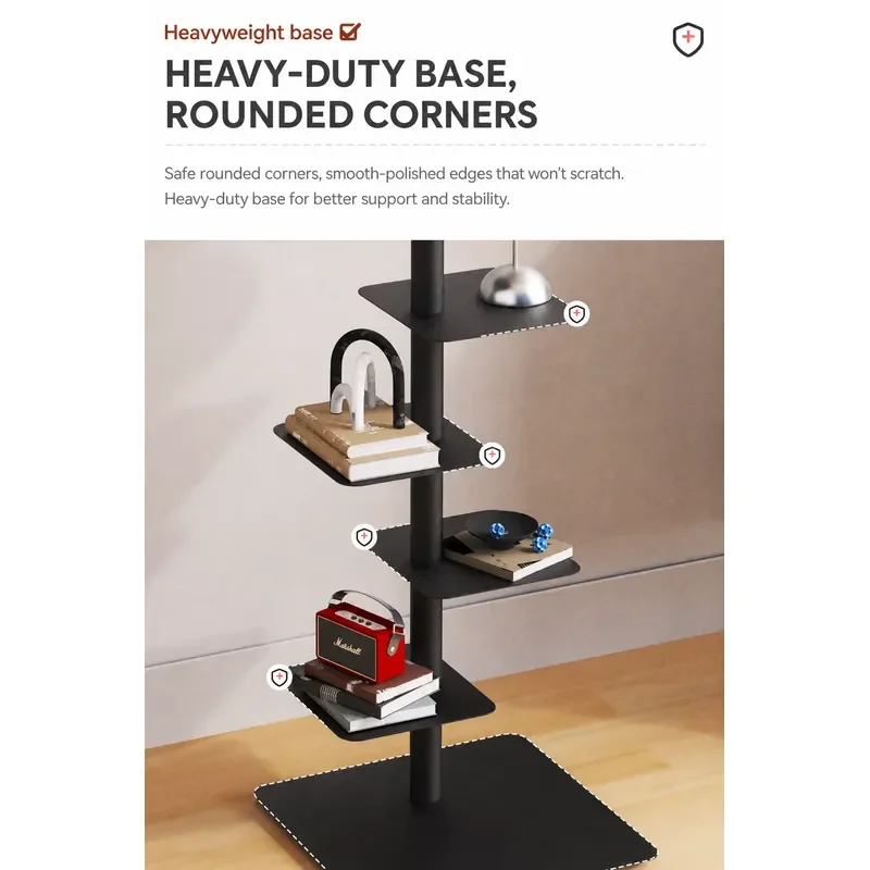 Modern Rotating Iron Bookshelf Floor to Ceiling Multi Layer Storage Rack for Home Office Display Wholesale Metal Bookcase