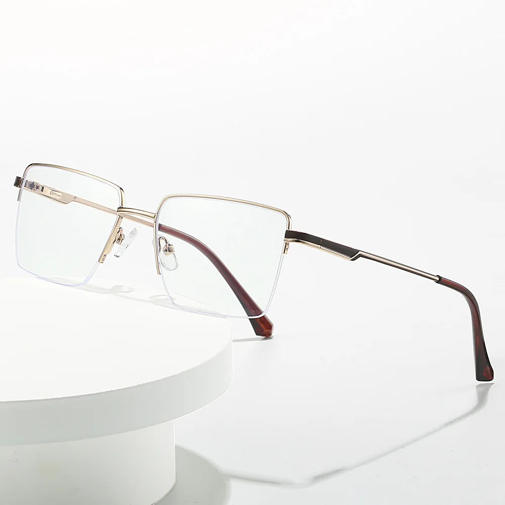 نظارات طبية مستطيلة نصف إطار من JMISUS Fshion للرجال مضادة للضوء الأزرق نظارات بصرية فوتوكروميك