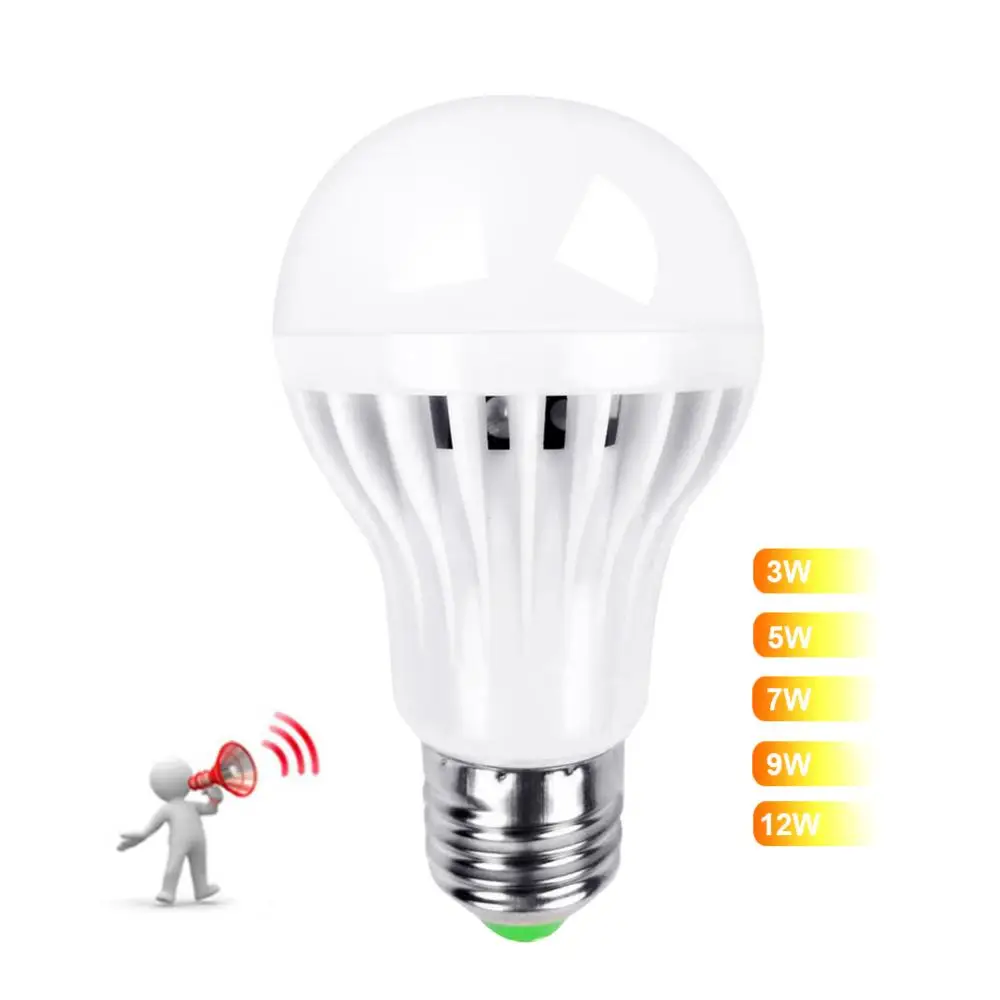 E27 Lamp 3W/5W/7W/9W E27 AC 85-265V Wide Voltage Smart LED Sound Light Sensor Lamp Bulb