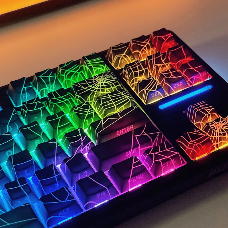 Zwarte Spider Line Side Gegraveerde Doorschijnende Keycaps Cherry Key Caps Gaming Mechanisch Toetsenbord Persoonlijkheid Aanpassen Key Caps