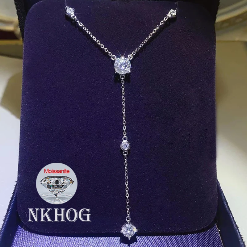 nkhog full moissanite colar de pingente para mulheres 925 sterling silver plated cadeia presentes elegantes fine jewelry gra 18cttw au750 01