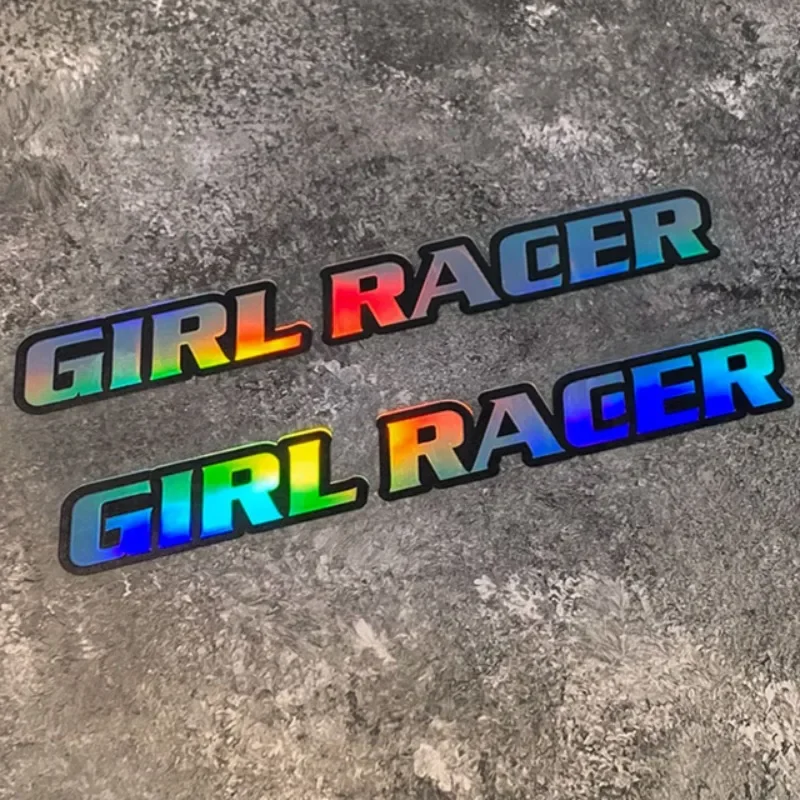 

Reflective Laser GIRL RACER Motorcycle Stickers for Motorbike Fuel Tank Side Panels Decoration DIY Car Window Body Vinyl Decals