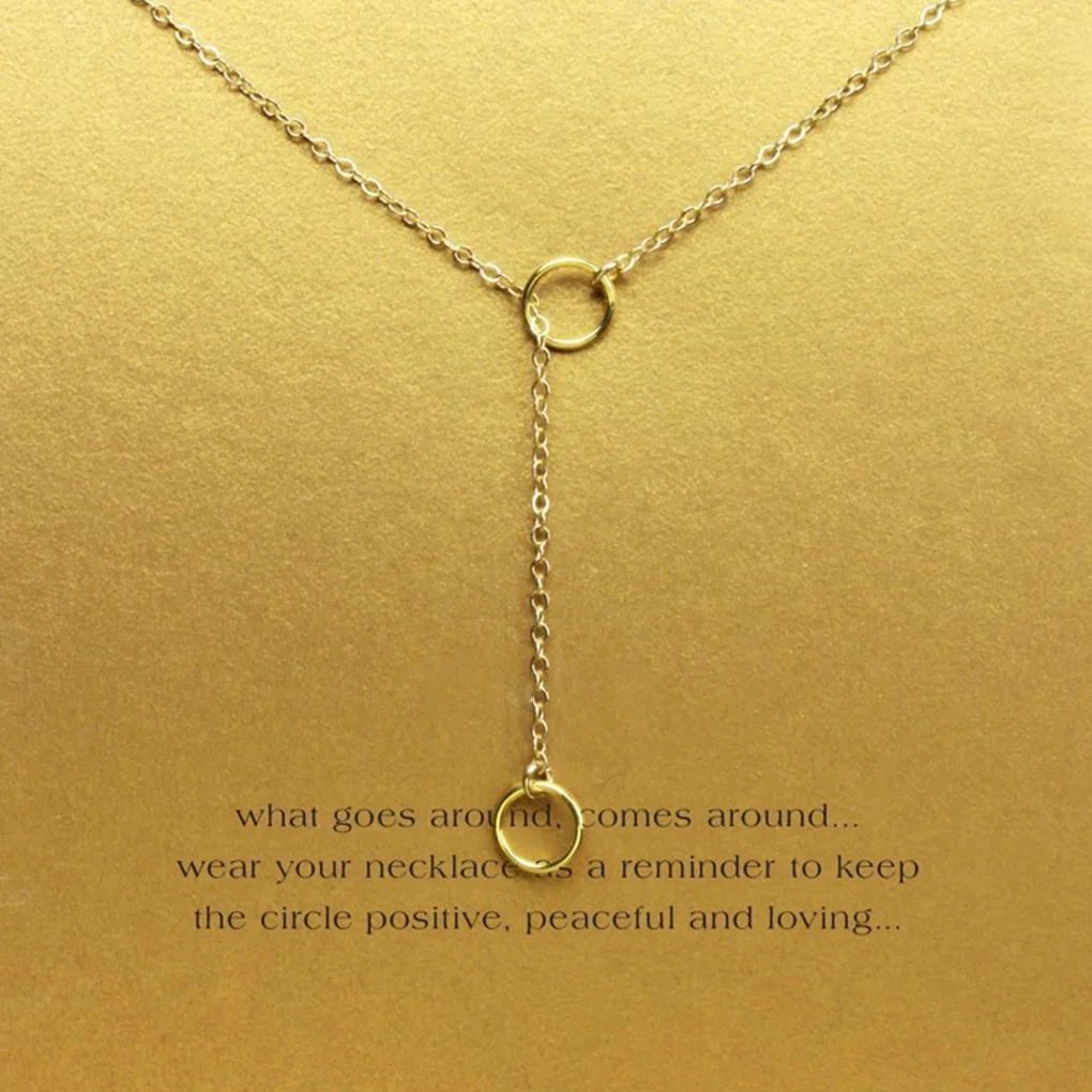 Necklace Double Circle Lariat Pedant Long Tussle Alloy Clavicle Chain Stylish Women Jewelry