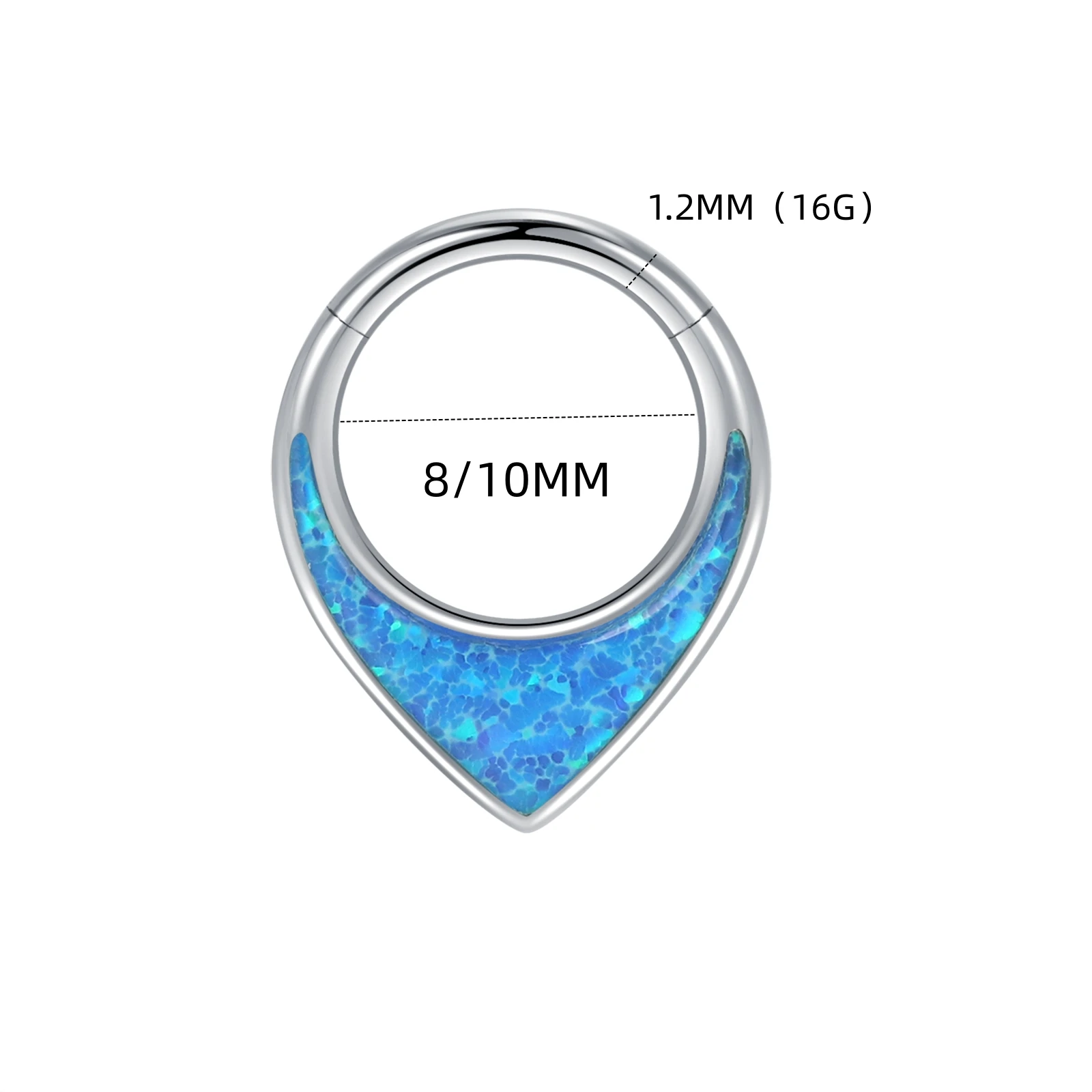 ASTM F136 Titanium Inlay Opal Septum Nose Ring Hinged Hoop Cartilage Earring Piercing Body Jewelry for Women and man New gift