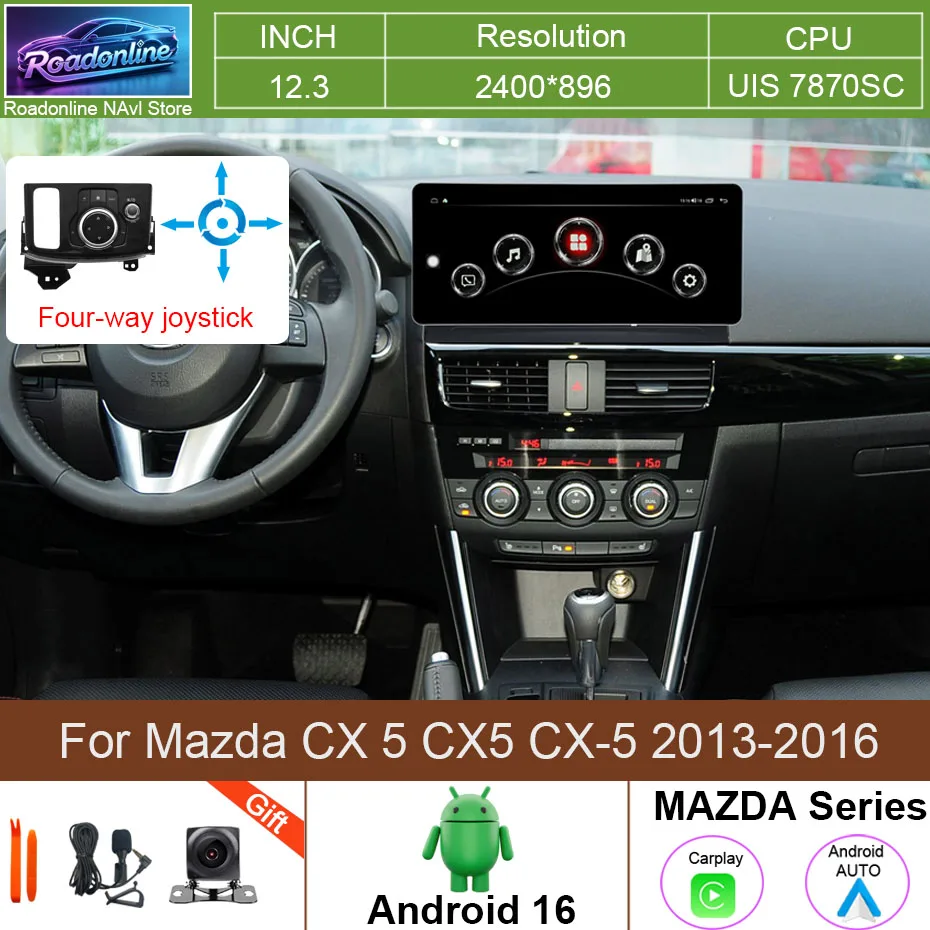 12,3-Zoll-Android-16-Autoradio für Mazda CX 5 CX5 CX-5 2013-2016 CarPlay GPS Auto-Multimedia-Video-Navigationsgerät