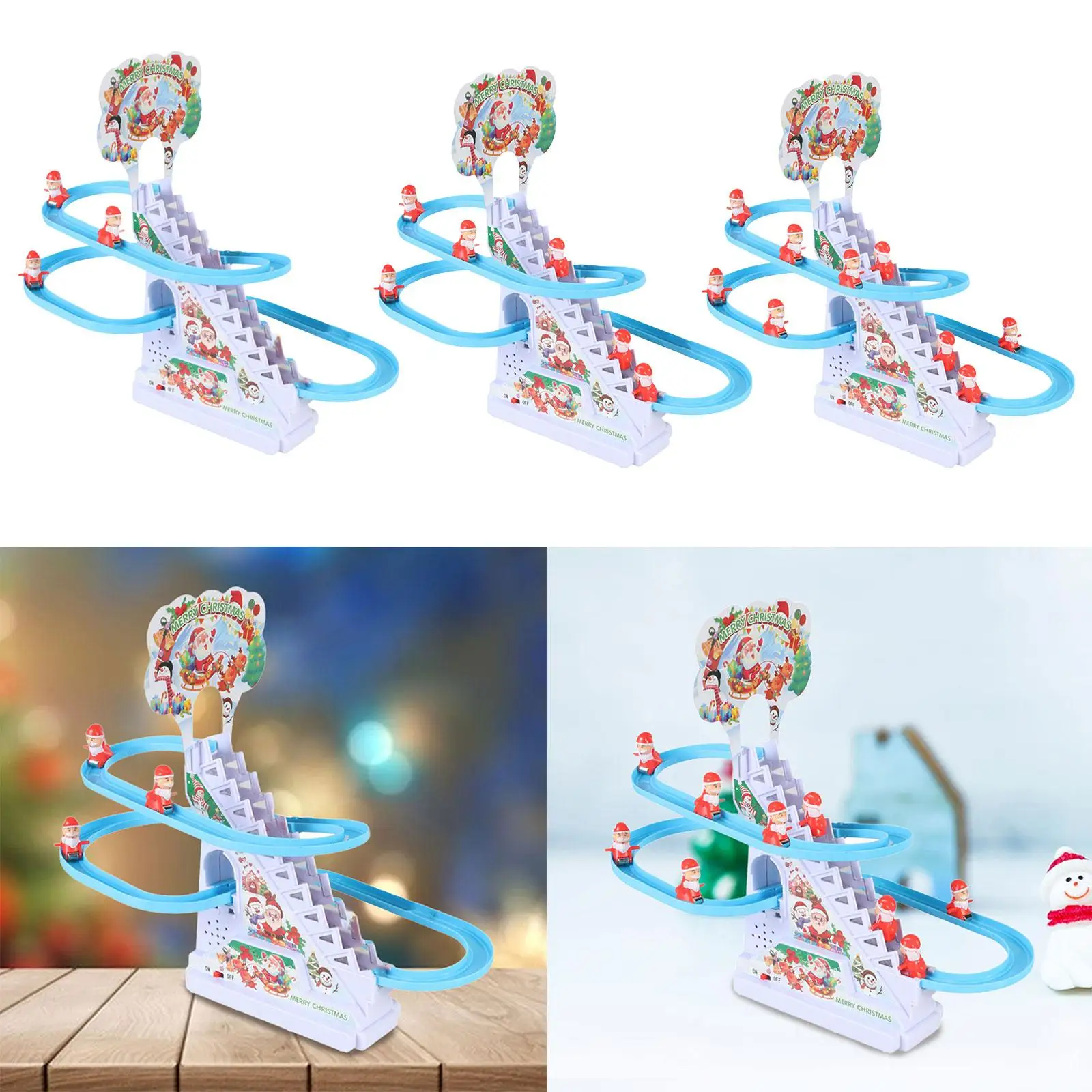 Santa Climbing Stairs Slide Toy for Kids LED Music Race Track Set Montessori Interactive Learning Toy Gift for Boys Girls - view 5