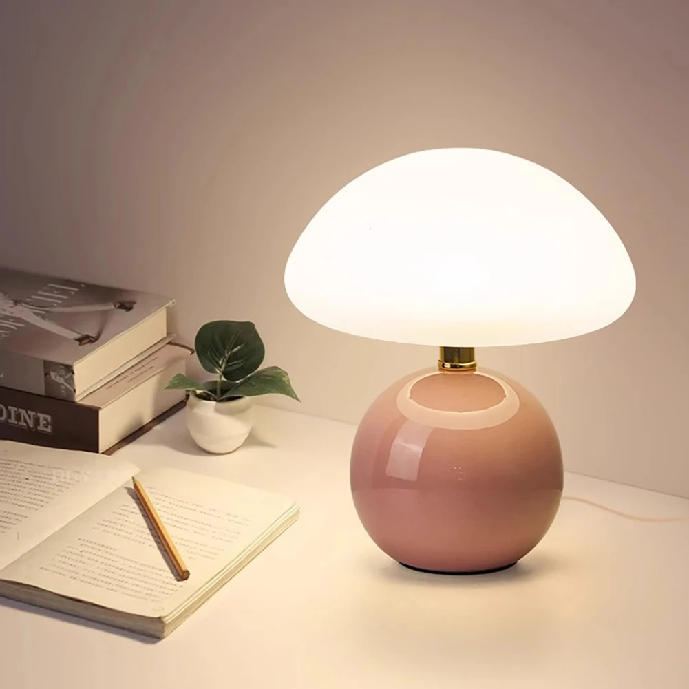 Mushroom Desk Light Modern LED Night Light Three Color Table Lamp With Touch Switch Ceramic USB Cable Night Light For Bedroom