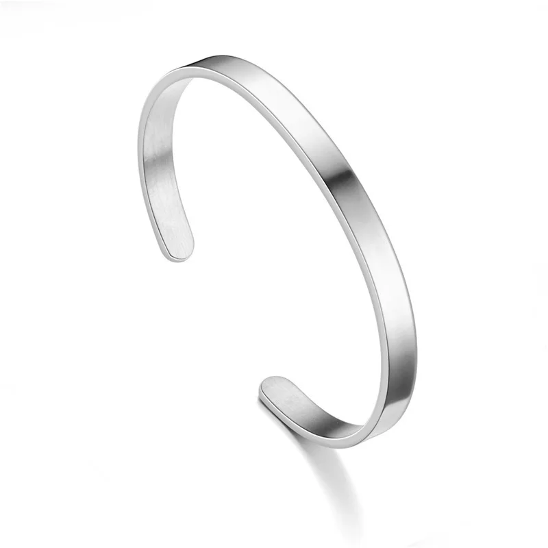 Simple C- shaped Bracelet, Personalized Fashion, Men's Stainless Steel Smooth Open Bracelet image 2