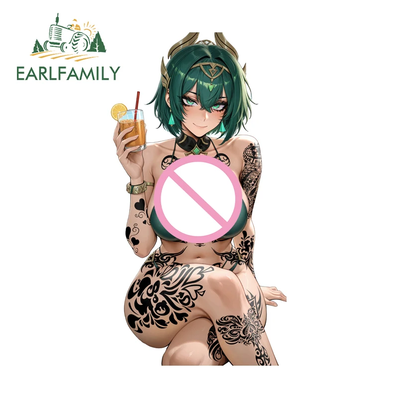 EARLFAMILY Tattoos Genshin Impact Nefer Car Stickers And Decals Attractive Skateboard Surfboard Decals Sunscreen Vinyl PVC Decor