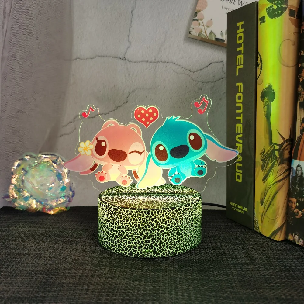 New 3D colour printing Stitch USB Illusion night light 16 kinds of colour change Children\'s bedroom decoration Christmas gift