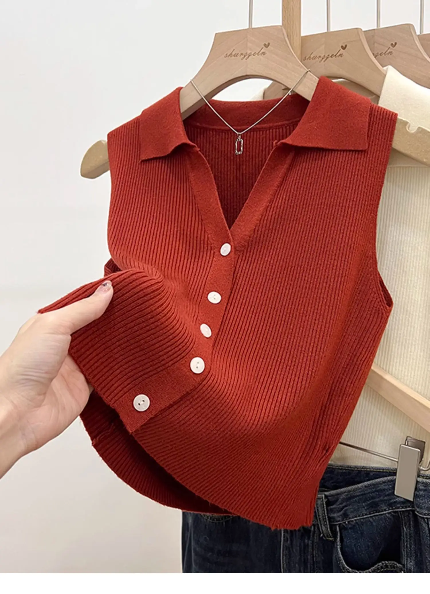 Solid Color Knitted for Women Cardigan Korean Single Breasted Sleeveless Jumper Woman Round Neck All Match Cardigans Outwear