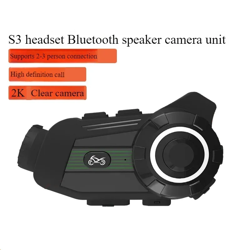 S3 Motorcycle Intercom 2k Hd Camera Helmet Bluetooth Headset Bt5.1 1500m 6 Riders Group Interphone Communicator Moto Accessories