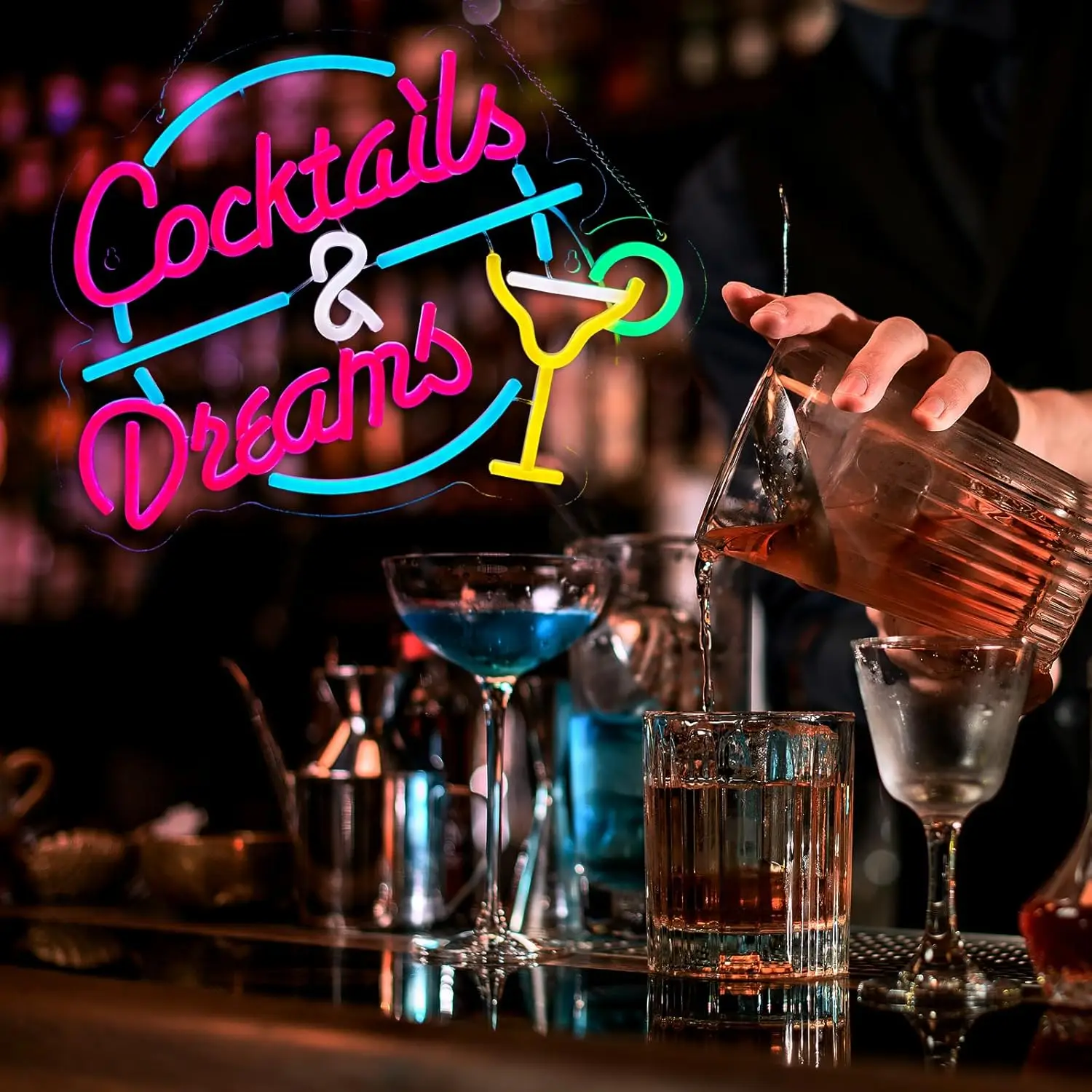 Cocktails and Dreams Neon Sign USB Beer LED Light for Garage Tiki Bar Gaming Room Bedroom Decoration Neon personnalisé Gift view 6