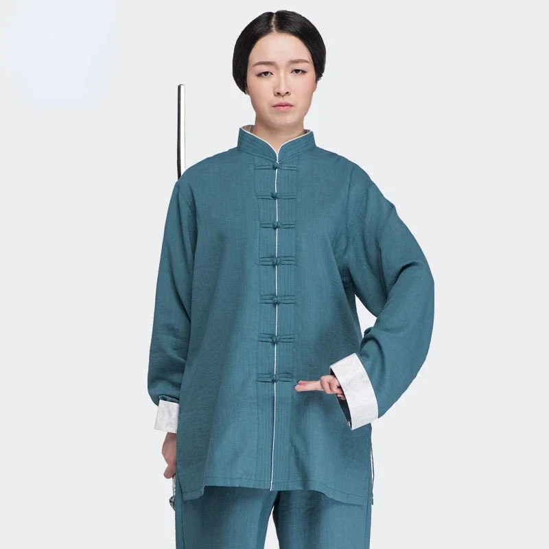 Linen Wing Chun Tang Suits Martial Arts Kungfu Uniforms Traditional Chinese Clothing Tai Chi Clothes Black Blue Purple