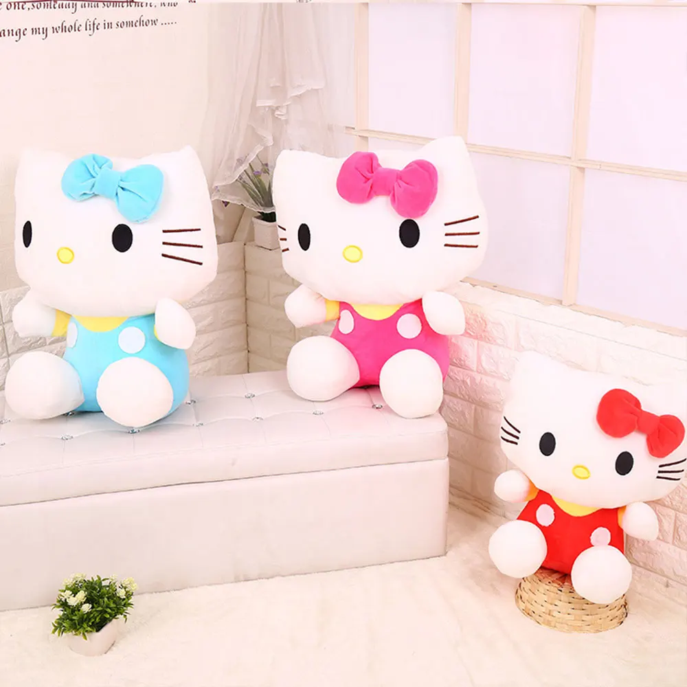 Juguete de peluche de Hello Kitty, muñeco de peluche Sanrio Kawaii, animales de peluche, cojín suave lindo, almohada para sofá, decoración del