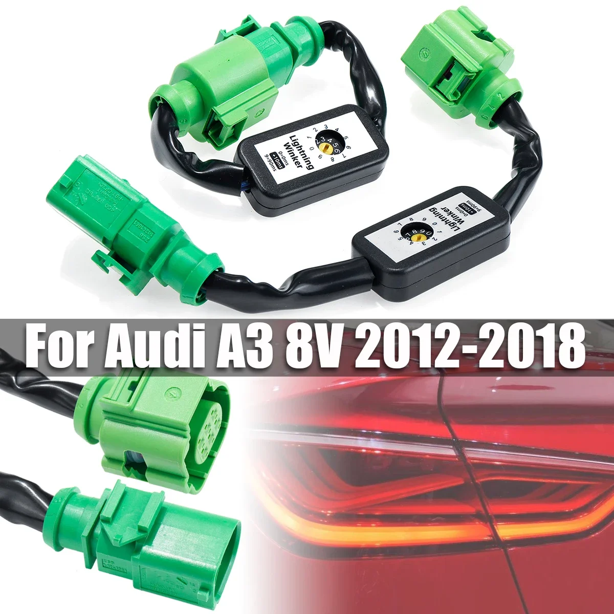 2X For Audi A3 2012-2018 8V Dynamic Add-on Module Cable Wire Harness Left & Right Tail Light Turn Signal Indicator LED Taillight