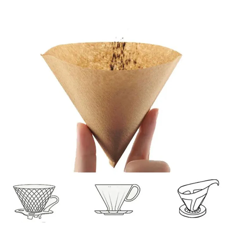 Coffee Filter Paper V-Shaped Wood Pulp Drip Paper Cone Coffee Strainer Bag Espresso Tea Infuser Accessories