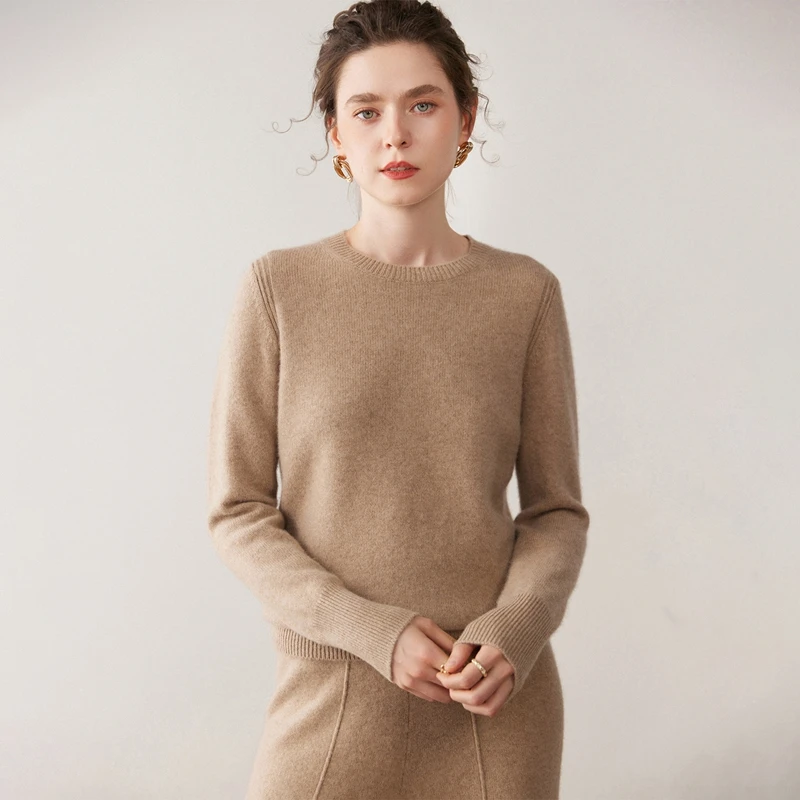 

New Style Autumn Winter Women 100% Cashmere Sweater Elegant O Neck Pullover Top Thick Warm Blouse Knitted Woman Cashmere Sweater
