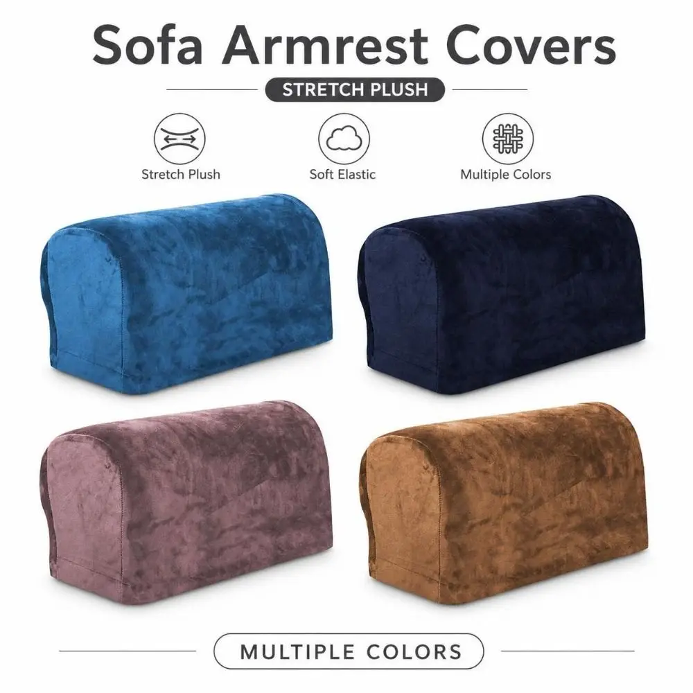 1pair New Fabric Sofa Armrest Covers Elastic Soft Chair Armrest Protectors Stretch Fit Solid Couch Arm Covers Couch Protection