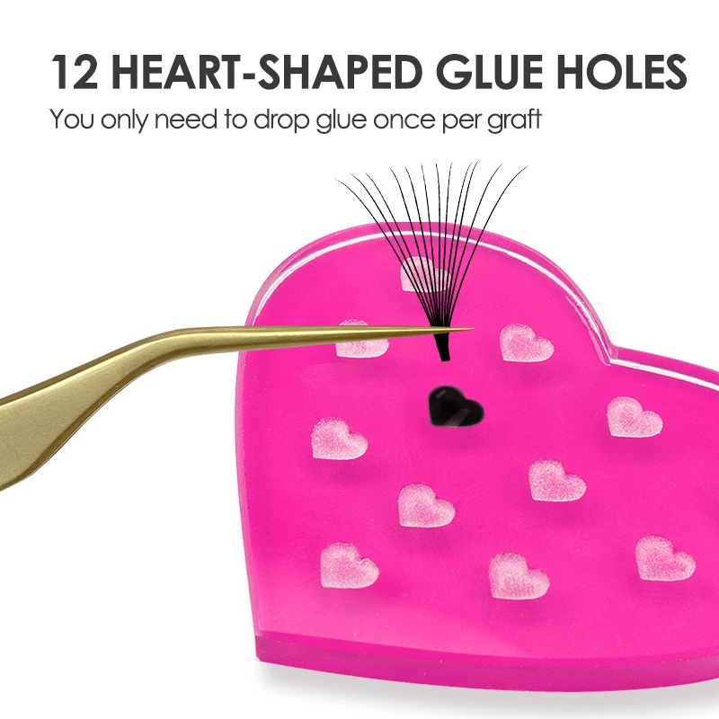 NATUHANA Color Heart Glass Gasket False Eyelash Stand Glue Holder Pad Eyelashes Extension Adhesive Pallet Paste Glue Pad Makeup