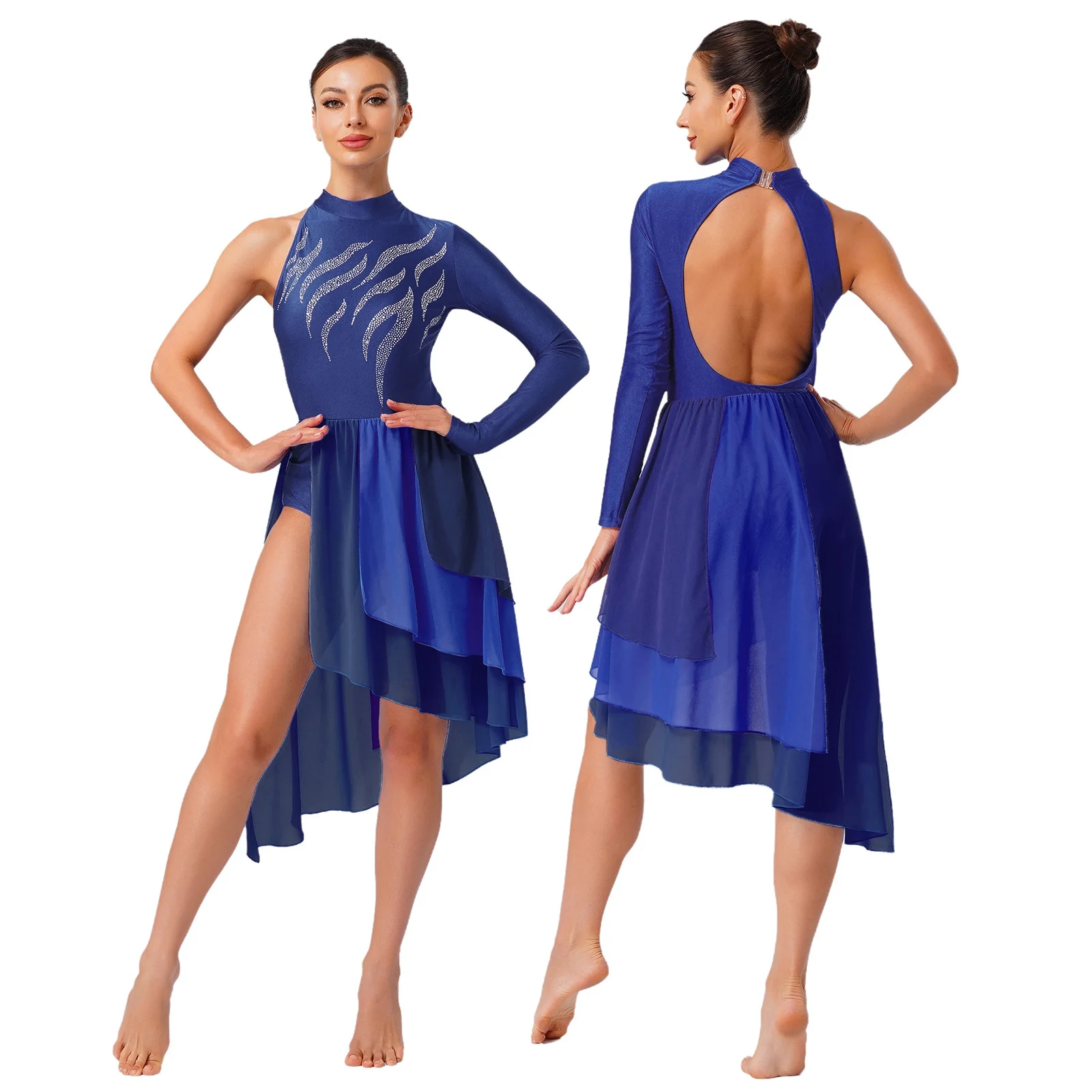 Jupe de patinage artistique pour femmes, justaucorps, danse latine lyrique, robe de gymnastique, maille brillante, Costume de spectacle de compétition