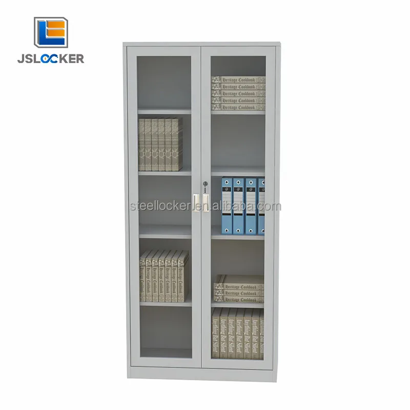 현대식 파일 캐비닛 유리 도어 철제 파일 캐비닛 금속 사무실 파일 보관함