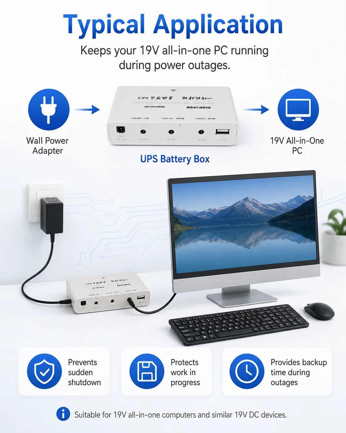 Solder-Free DIY Power Supply Case For AIO Computer, 5×18650 UPS Shell Supports 19V/20V DC And USB 5V Multi Output - view 5