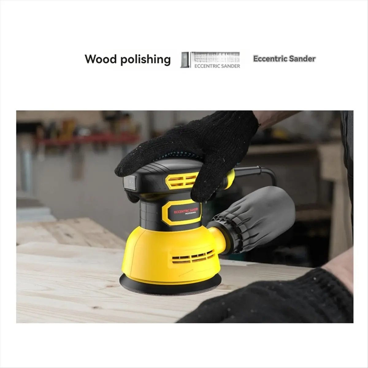 AA77 NEW  5-Inch Random Orbital Sander 12000RPM 6 Variable Speed Sander Machine with 5Pcs Sandpapers for Woodworking EU Plug