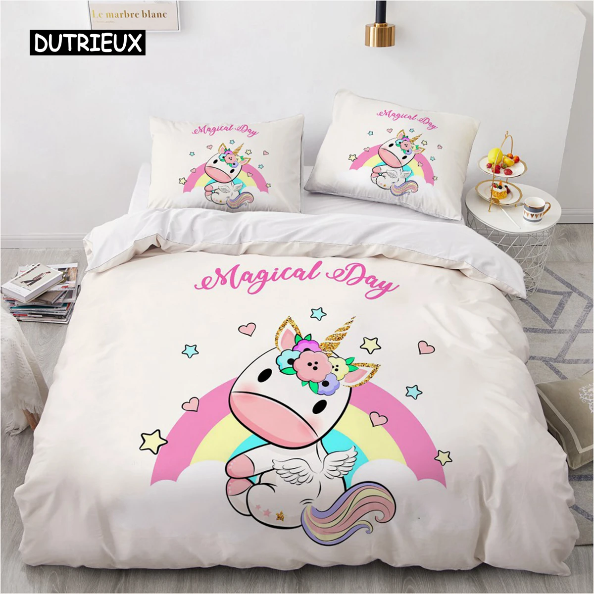 

Cartoon Unicorn Design Duvet Cover Set Cute Comforter Cover Bedding Set Bed Linen For Baby Kids Girls Gift Bedroom Decoration