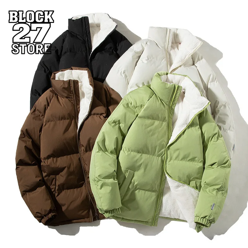 

Мужская куртка, зимняя толстая флисовая подкладка на пуху, хлопковое пальто, молодежное теплое свободное пальто, повседневная верхняя одежда, уличная одежда, ретро, Harajuku, мода