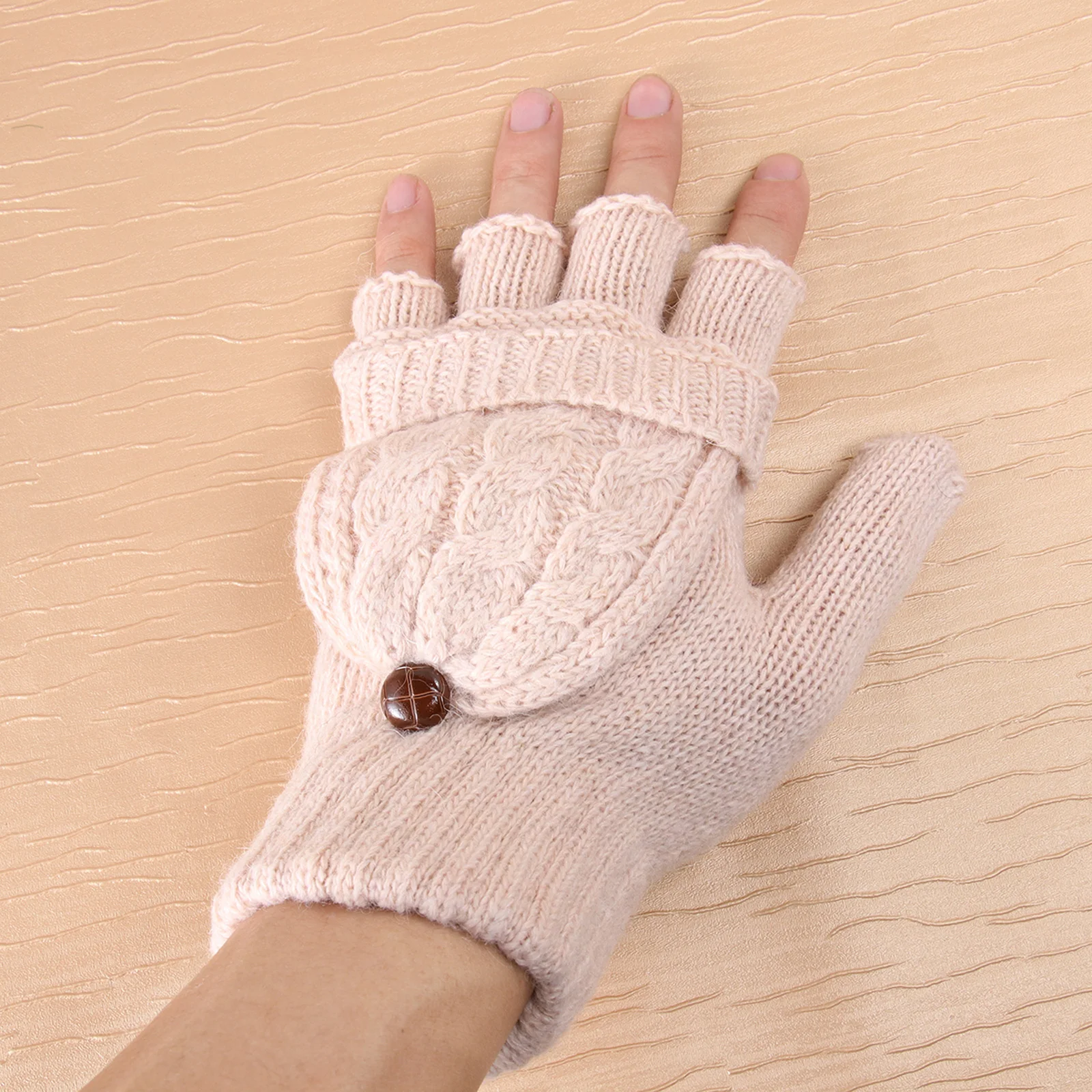 

Warm Knitted Fingerless Gloves Grey Lightweight For Women Winter Mitten Cover Hand Washable Cycling Gloves