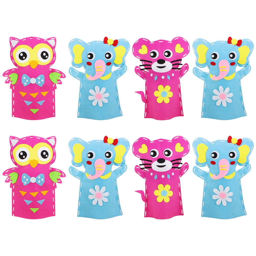 8 Sets DIY Animal Hand Puppet Educational Non-woven Children Manual Lovely Making Fabric