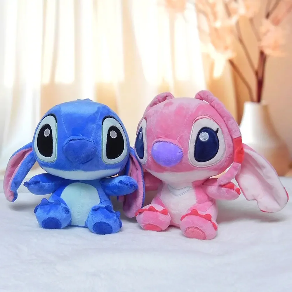 25CM Kawaii Disney Lilo & Stitch Couple peluche poupée jouets mignon Anime rose ange modèles Stich peluche bébé jouets enfants cadeau d'anniversaire