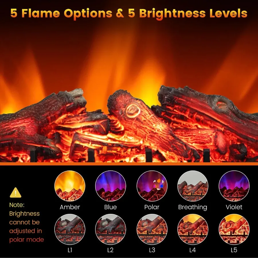 26 سخان مجموعة سجل الموقد الكهربائي مع جهاز تحكم عن بعد يتميز بـ 5 أوضاع لهب ومنظم ترموستات سطوع قابل للتعديل #3